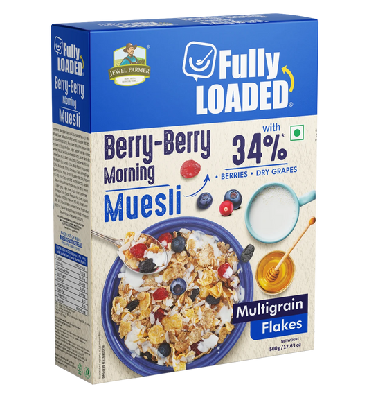 Fully Loaded Berry-Berry Morning Muesli 500g – wholesome breakfast cereal with dried berries, high fiber muesli mix for healthy mornings
