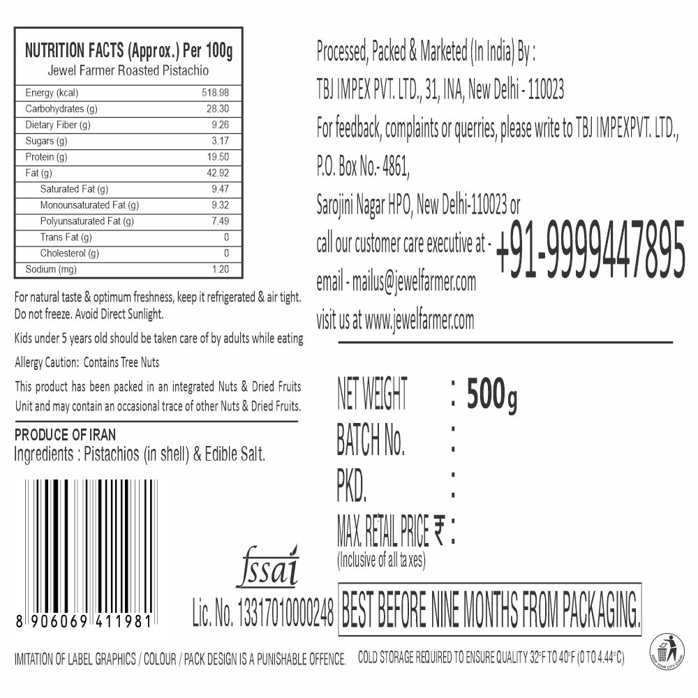 roasted & salted pistachios - 500g