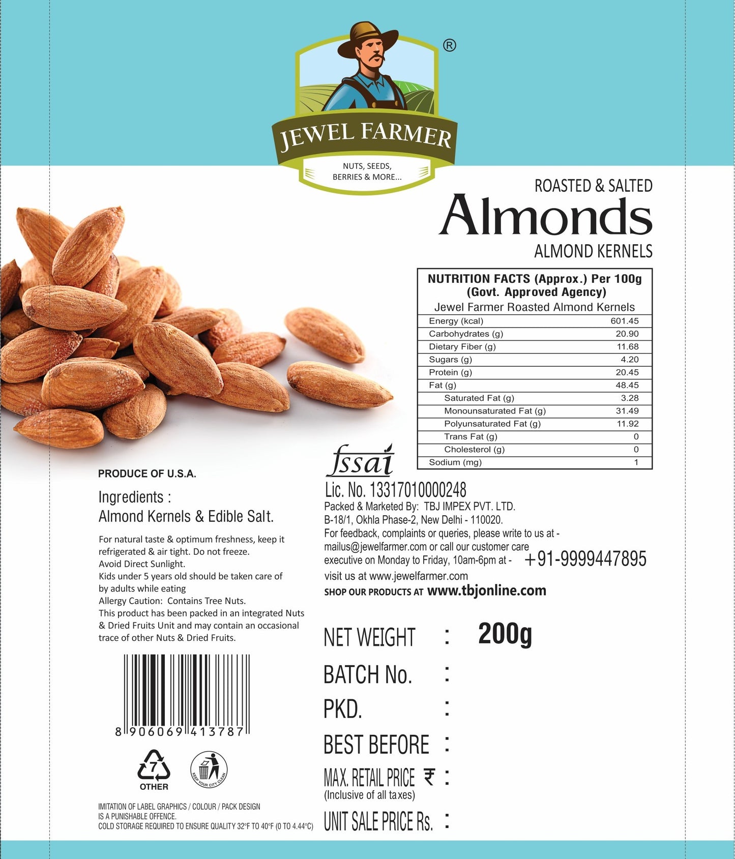 roasted & salted almonds - 200g
