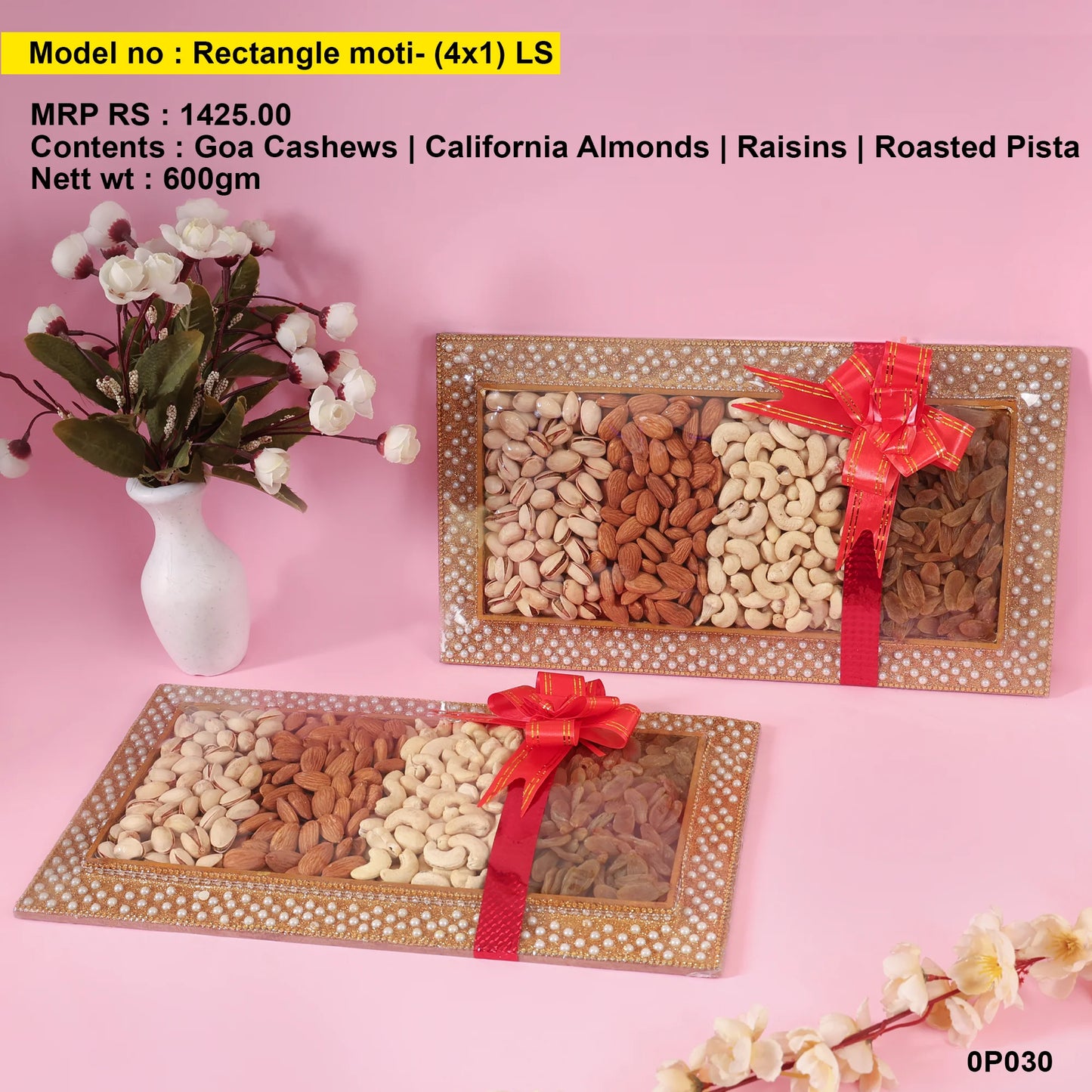 premium gift hamper | model no: rectangle moti- (4x1) ls