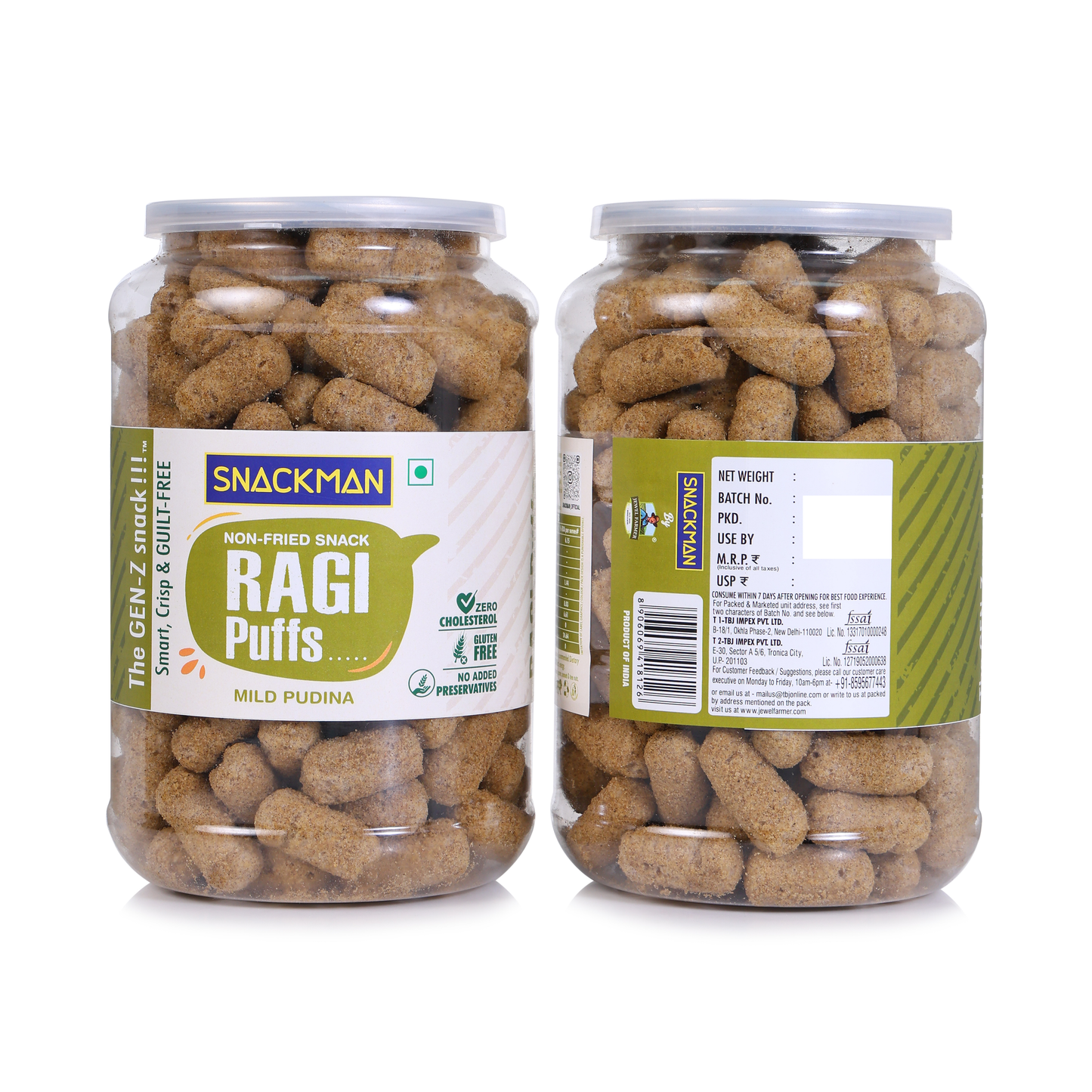 snackman ragi puffs (mild pudina) - 200g