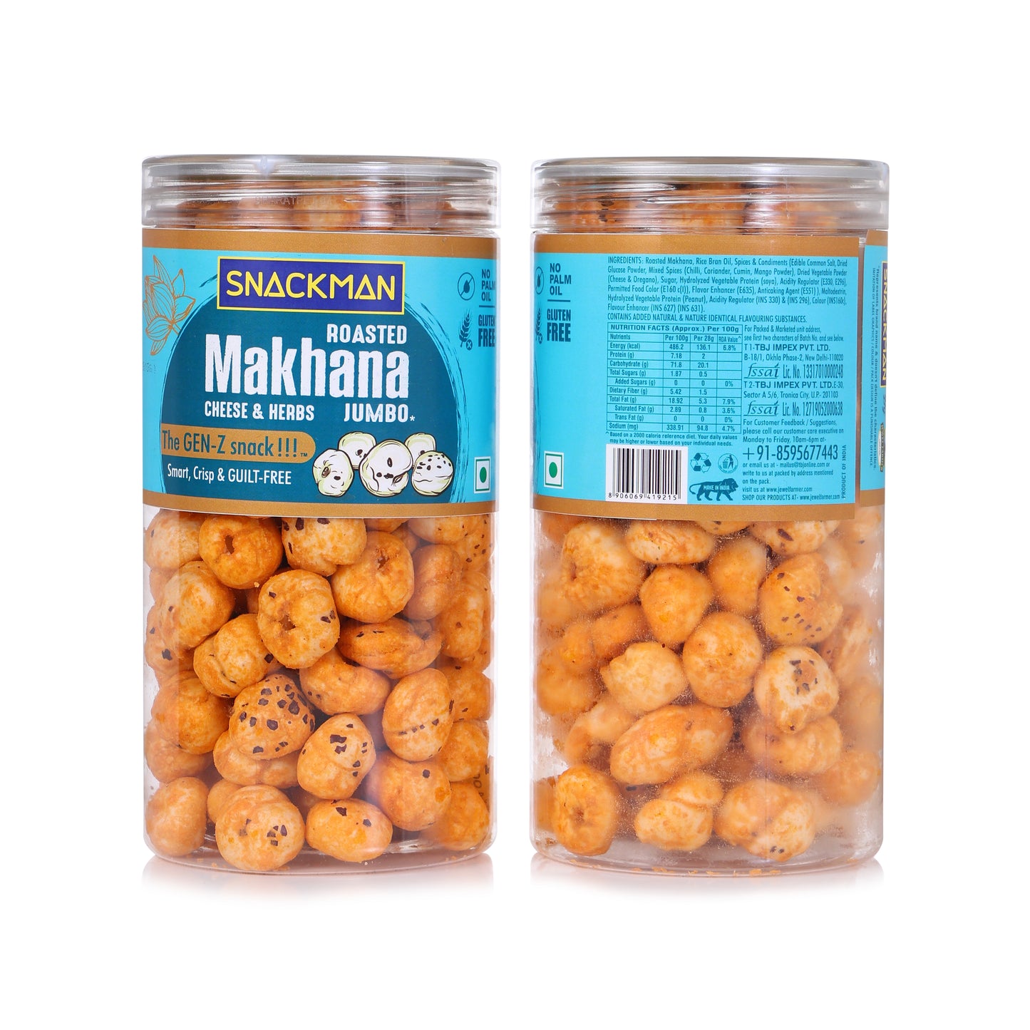 snackman roasted makhana (cheese & herbs) - 75g