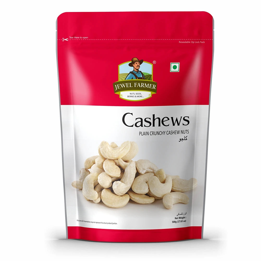 jewel farmer plain cashew nuts – premium quality, crunchy & unsalted cashews, rich in protein & healthy fats. dry fruits, perfect for snacking & cooking.