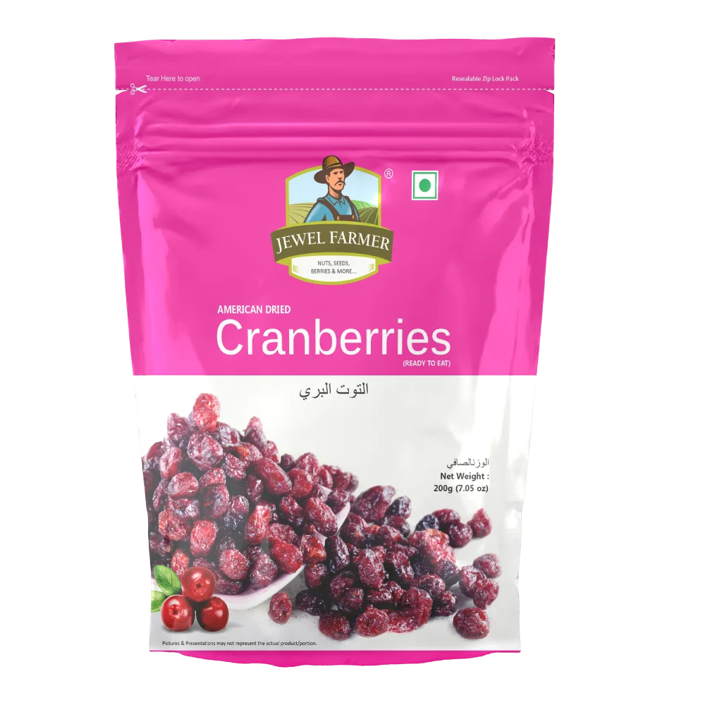 Jewel Farmer 200g American Dried Cranberries – premium sun-dried berries for immunity, digestion, and heart health.