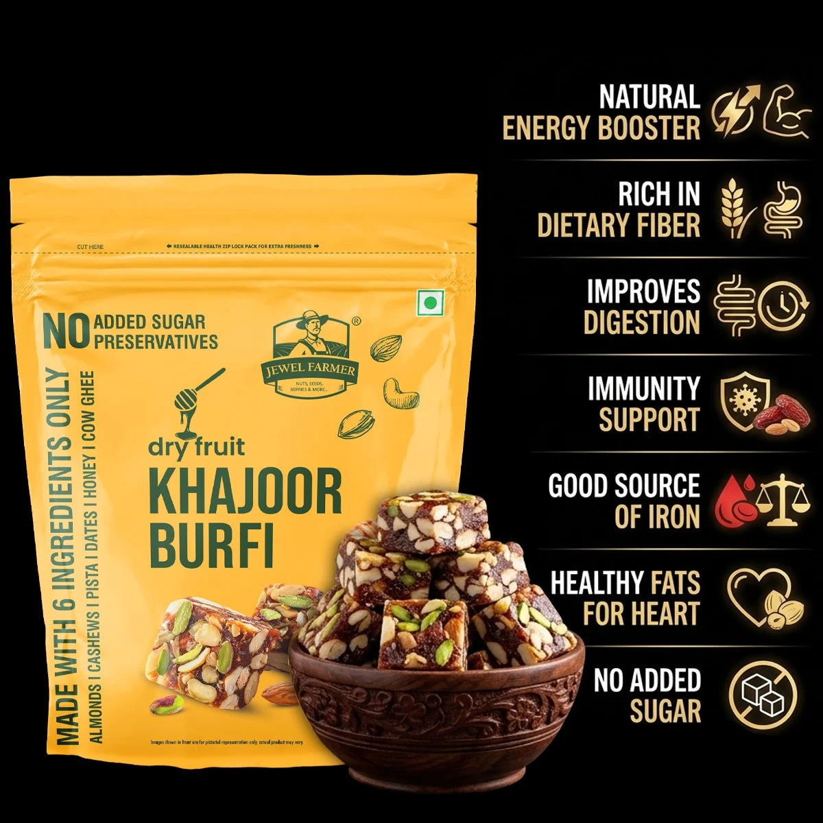 dry fruit khajoor burfi - 200g