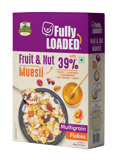 Healthy breakfast muesli by Jewel Farmer – 500g pack of rolled oats, almonds, raisins, and crunchy fruits for daily nutrition boost