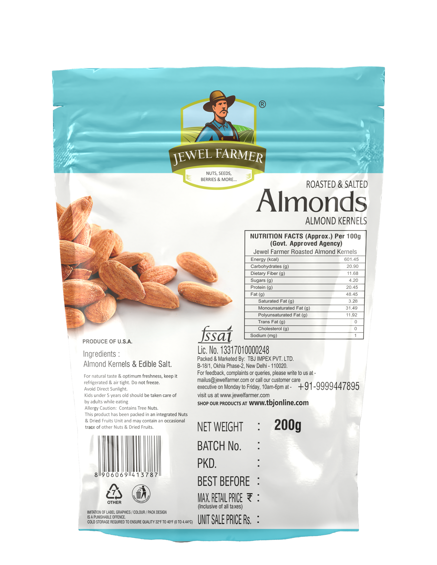 roasted & salted almonds - 200g