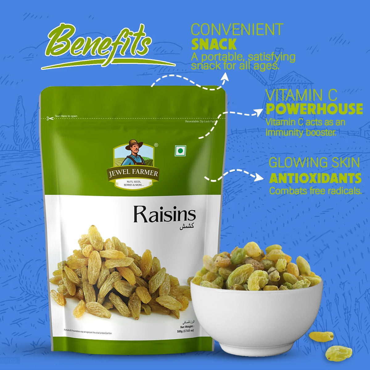 Khamiso Rind Premium Raisins (Kishmish) (kismis) 500g – Whole, Natural & Nutrient ...