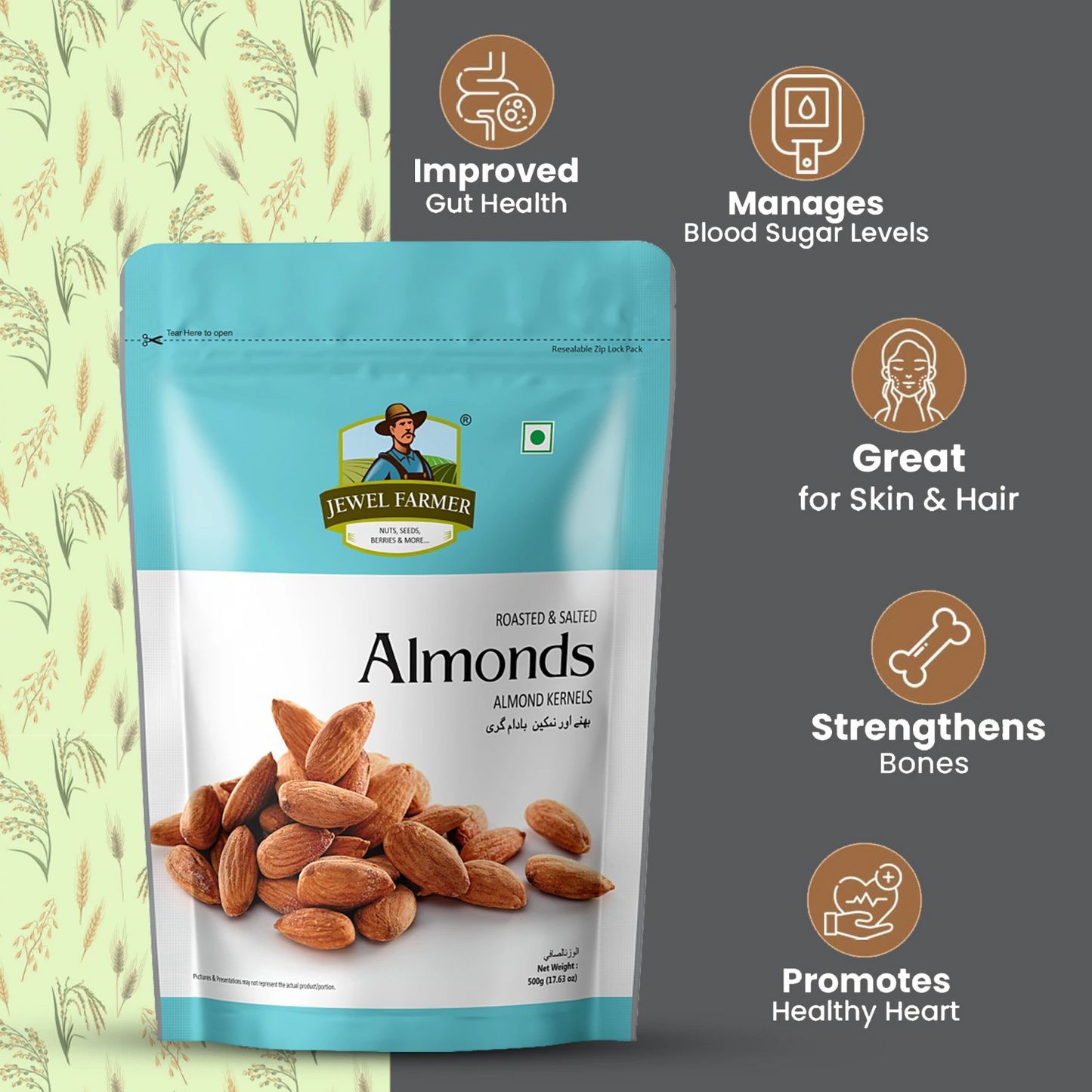 roasted & salted almonds - 500g
