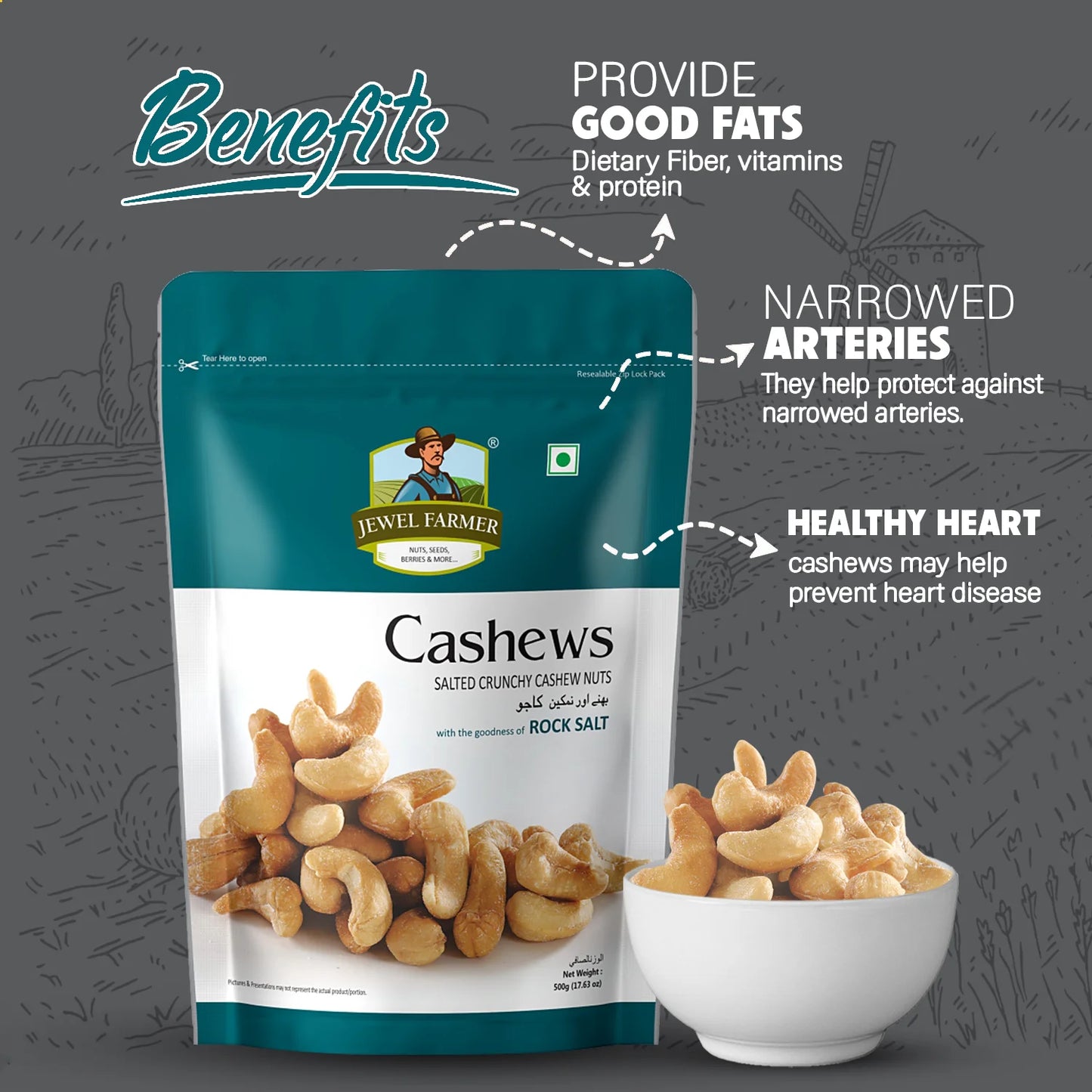 roasted & salted cashews - 500g