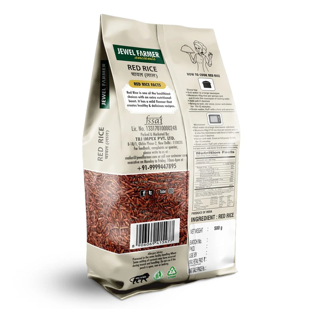 How Much Rouge Rice Red Rice 500g - Premium Organic Red Rice | Jewel Farmer