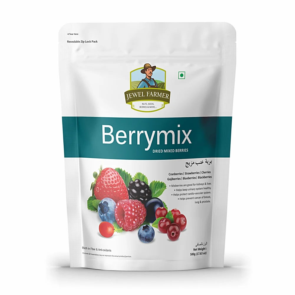 Jewel Farmer Berry Mix 500g – organic dried berries blend rich in antioxidants, fiber, and natural sweetness for healthy snacking.