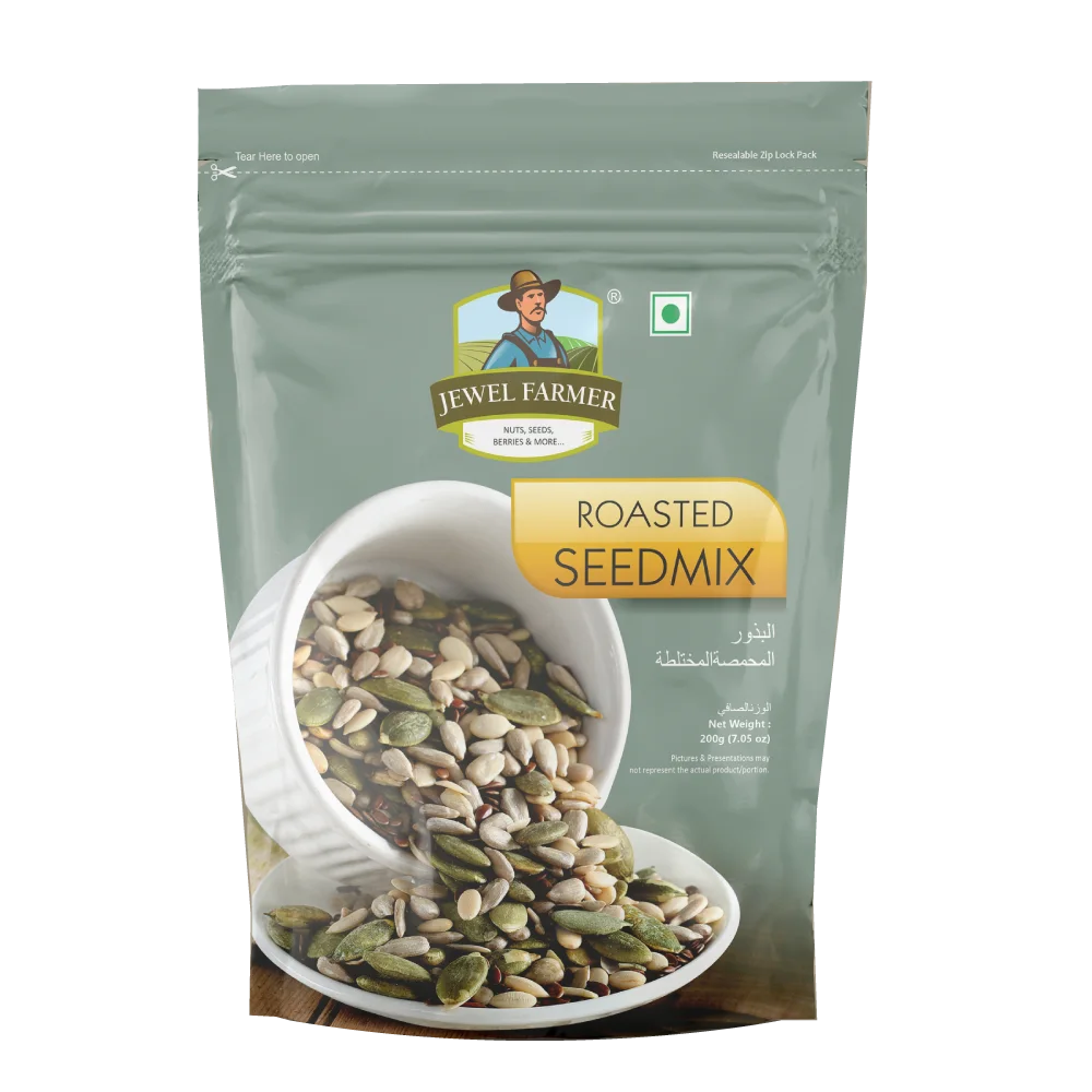 Jewel Farmer Roasted Seedmix 200g pack – crunchy, protein-rich mix of roasted seeds for healthy snacking and balanced daily nutrition.