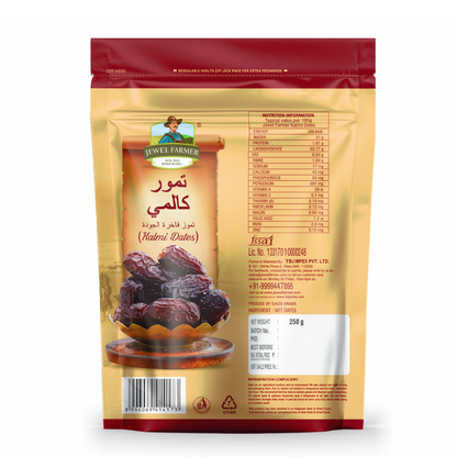 Jewel farmer Kalmi dates 250g product backside image