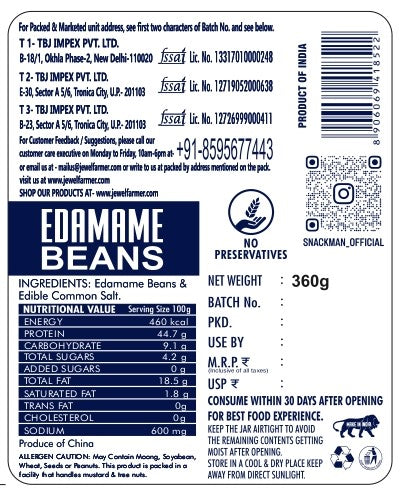 Snackman Edamame Beans (Salted & Crisp) - 360g
