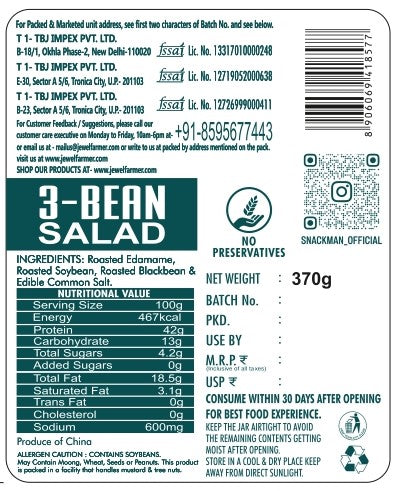 snackman 3 bean salad 370g