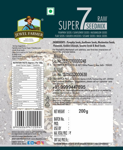 Jewel Farmer Raw Super 7 Seedmix 200g product information image