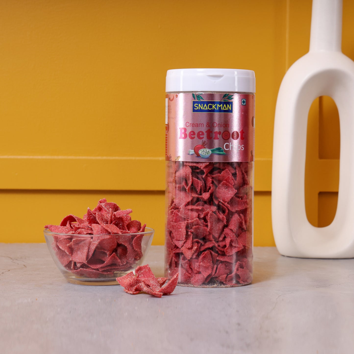 snackman cream & onion beetroot chips - 150g