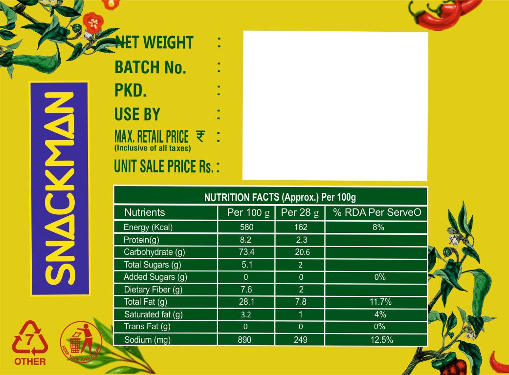 snackman roasted makhana classic salted packaging with yellow background and green text
