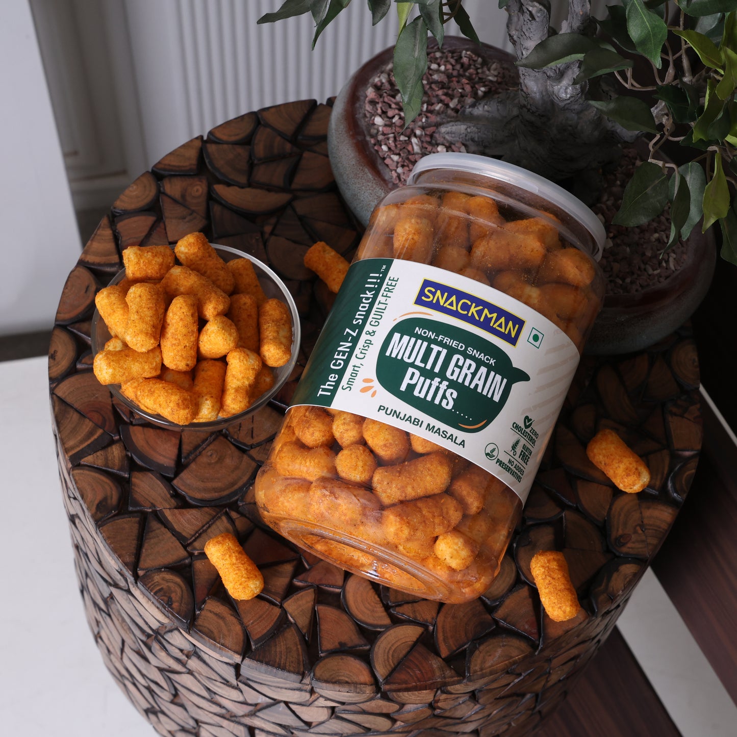 snackman multi grain puffs (punjabi masala) - 190g