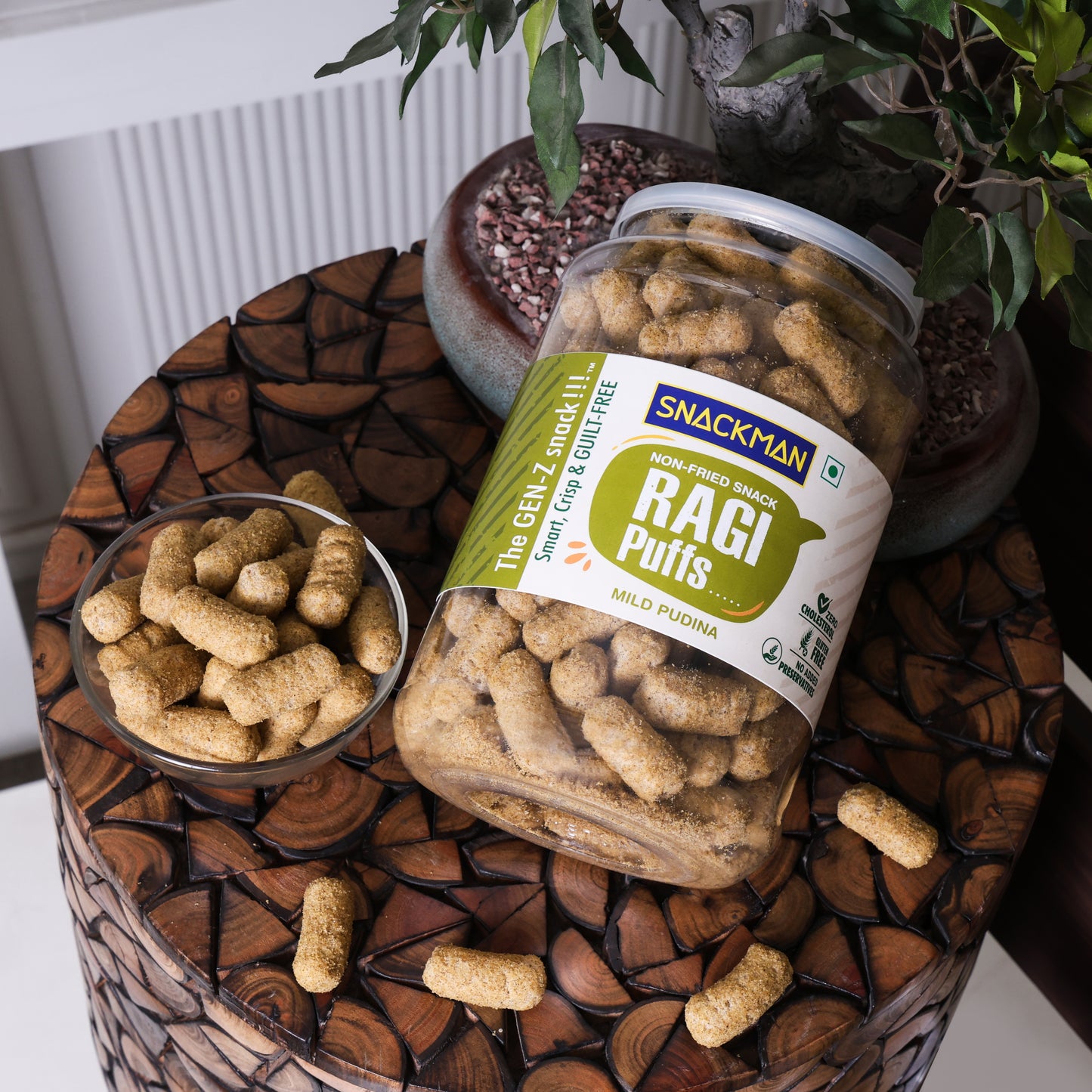 snackman ragi puffs (mild pudina) - 200g