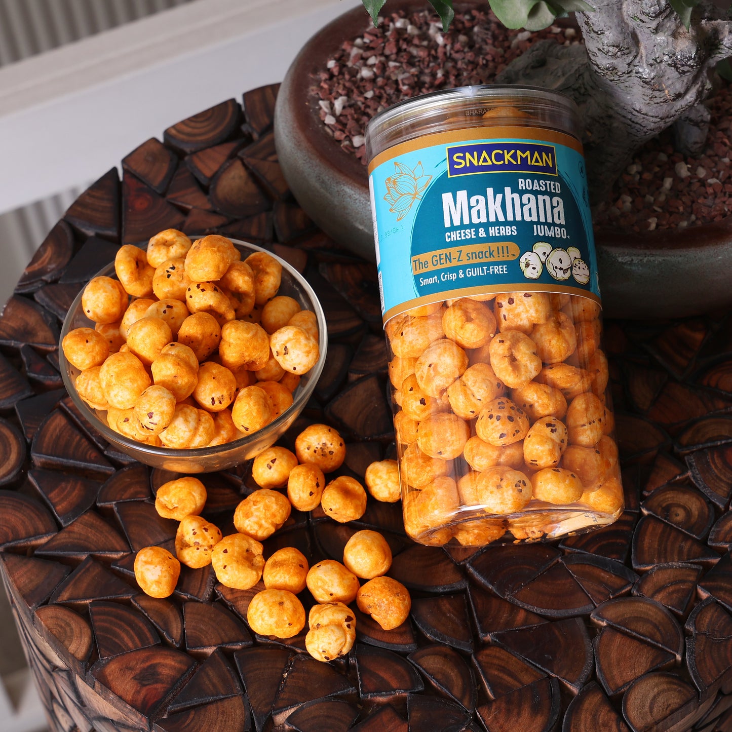 snackman roasted makhana (cheese & herbs) - 75g