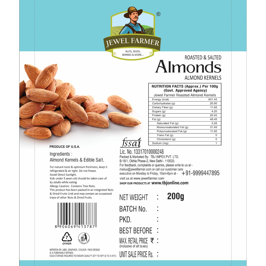 roasted & salted almonds - 200g