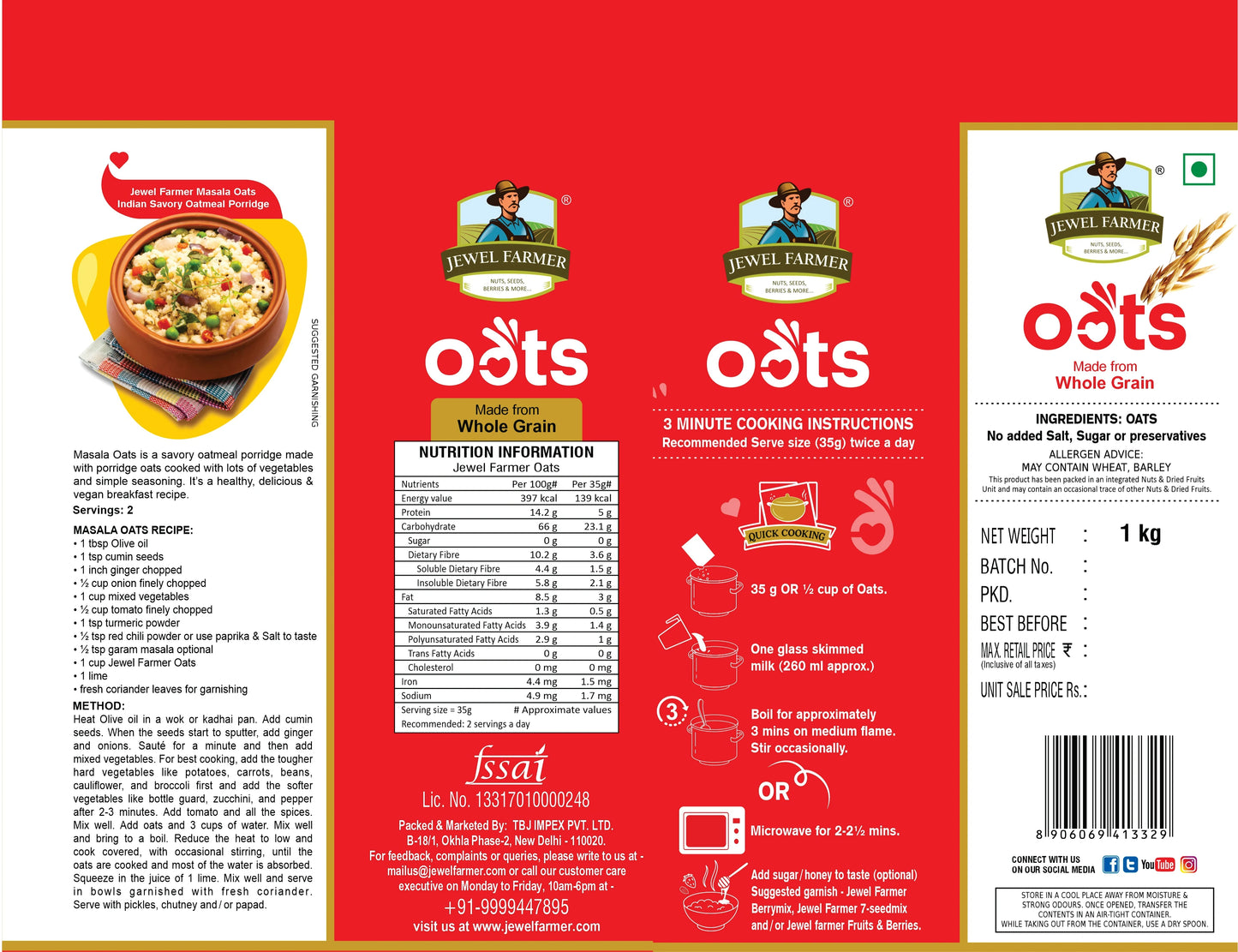 whole grain oats (instant oats) - (1 kg)