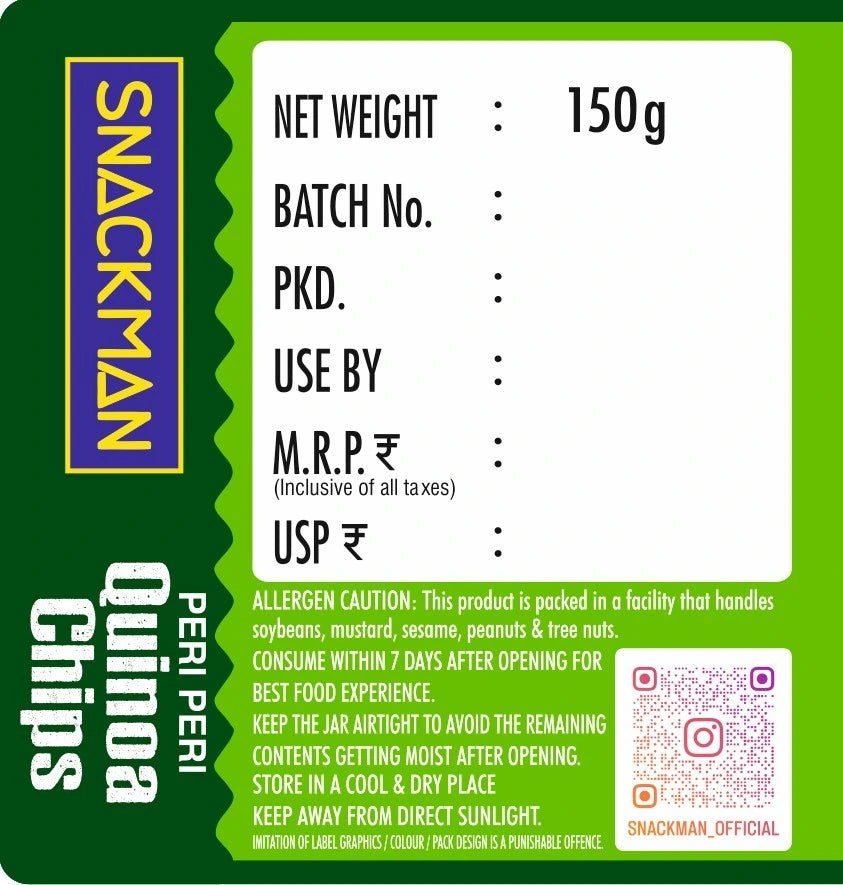 snackman peri-peri quinoa chips - 150g