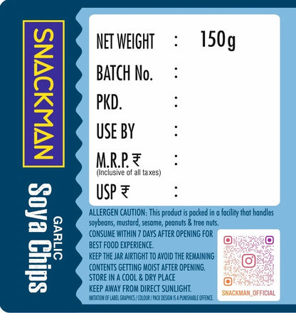 Snackman Garlic Soya Chips - 150g