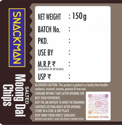Snackman Salted Moong dal Chips - 150g