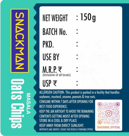 Snackman Masala Oats Chips - 150g