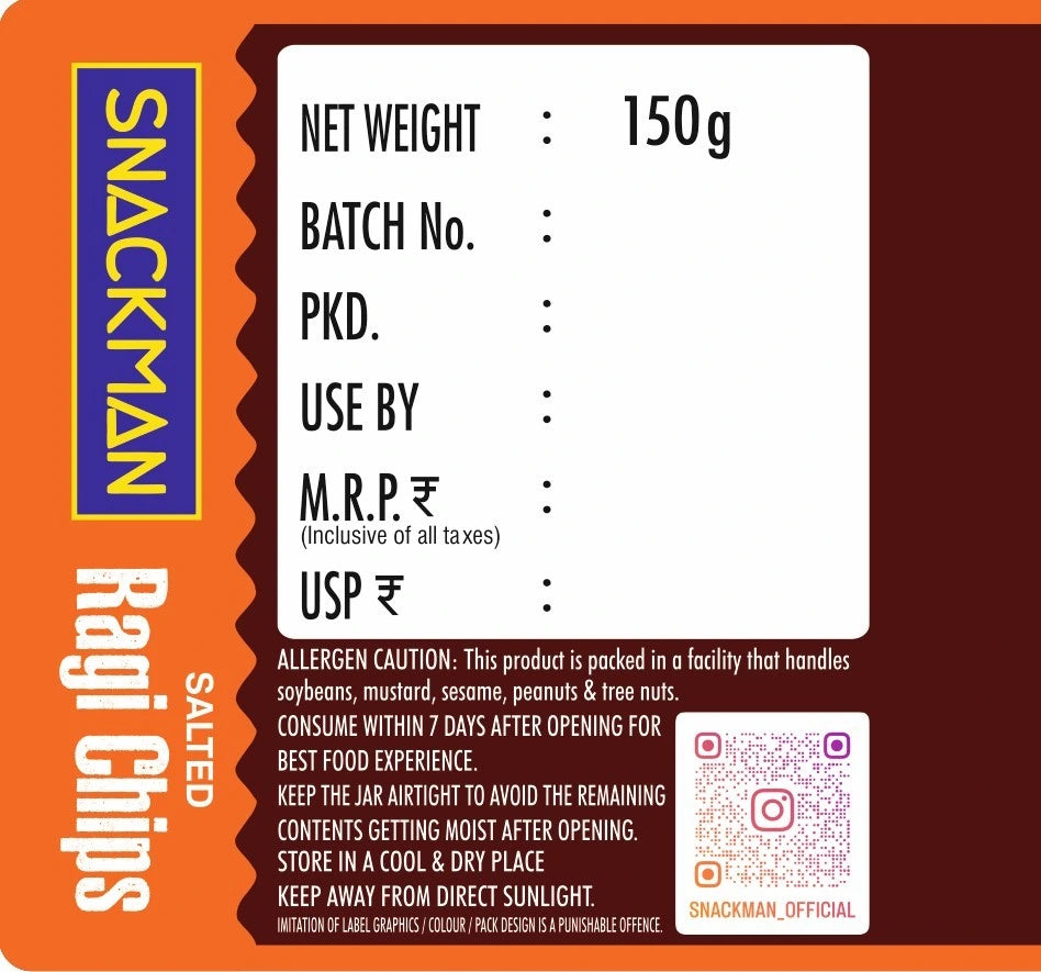 snackman salted ragi chips - 150g