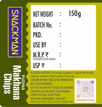 Snackman Pudina Makhana Chips - 150g