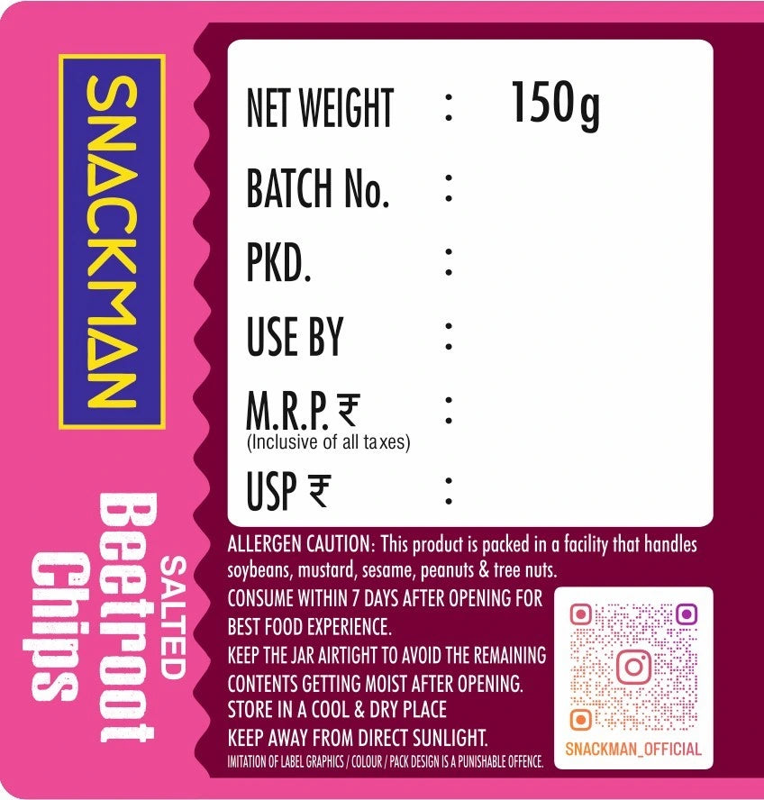 snackman salted beetroot chips - 150g