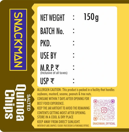 Snackman Salted Quinoa Chips - 150g