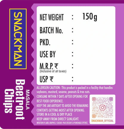 Snackman Masala Beetroot Chips - 150g