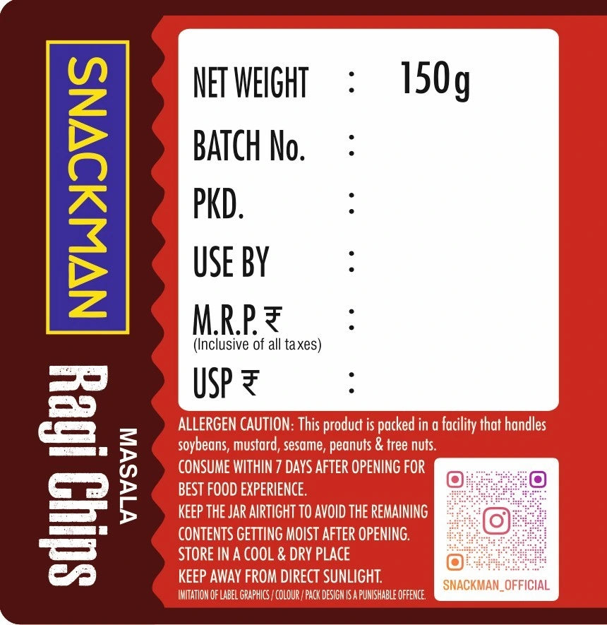 snackman masala ragi chips - 150g