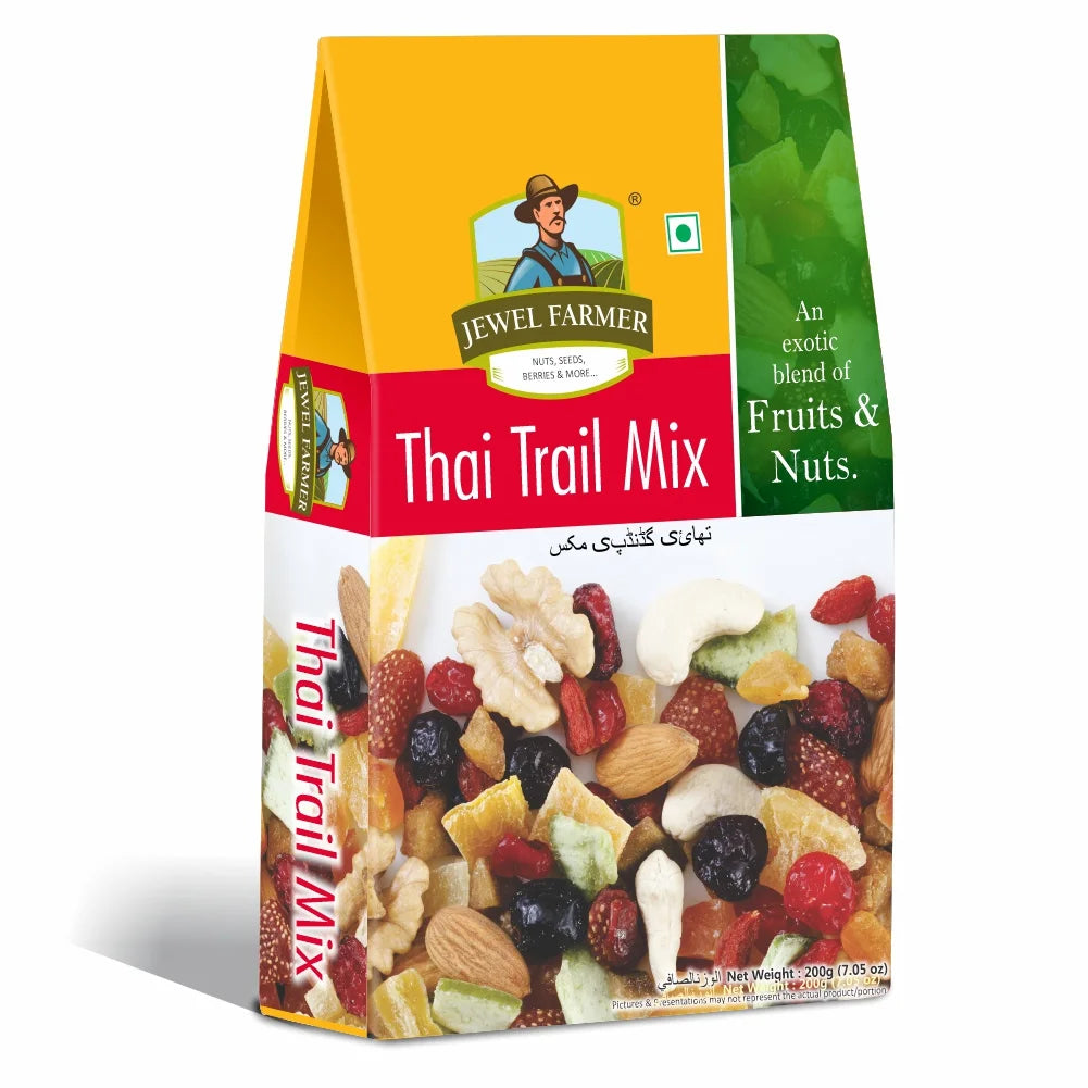 Jewel Farmer Thai Trail Mix 200g – premium organic dry fruits and seeds blend, high-protein healthy trail mix for energy and fitness-focused snacking.