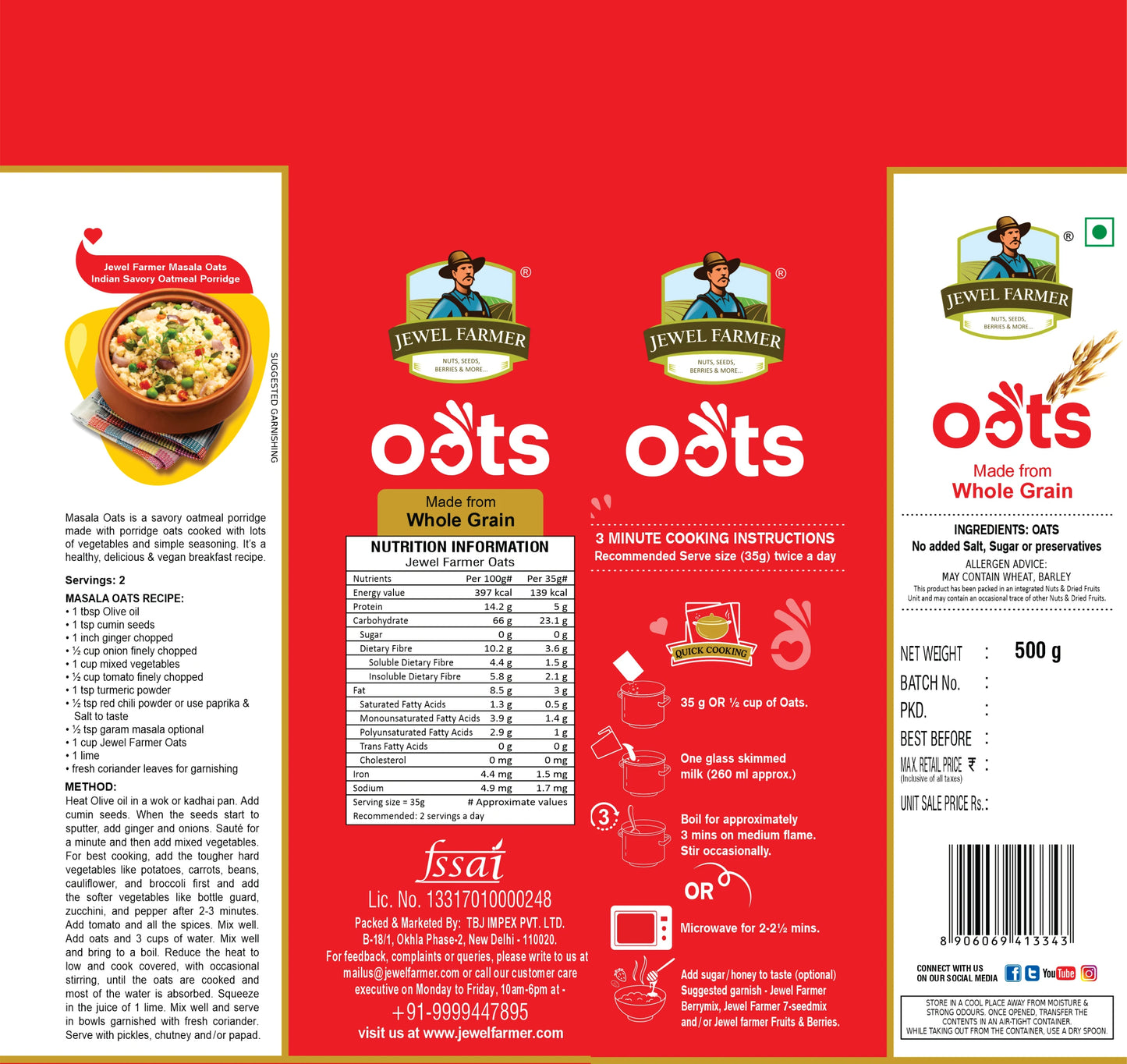 whole grain oats (instant oats) - (500g)