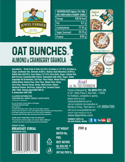 Oat Bunches Almond & Cranberry Granola - 200g